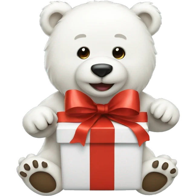 White bear in a gift emoji