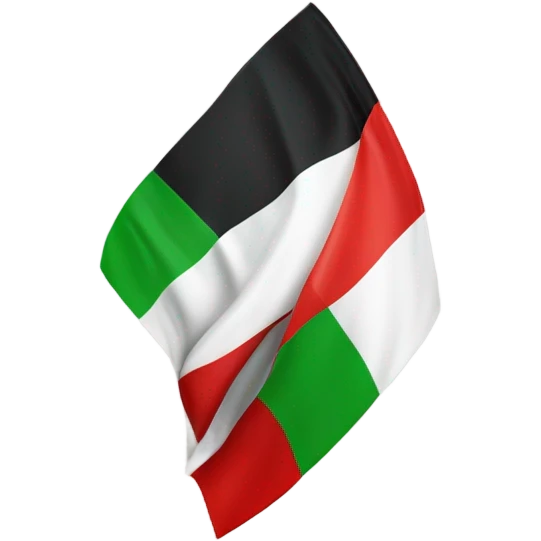 Fais-moi un drapeau noir, blanc, rouge et vert avec un symbole chrétien dessus emoji