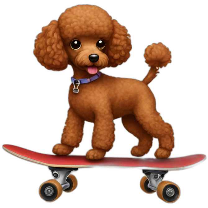 Mini poodle red brown skateboarding emoji