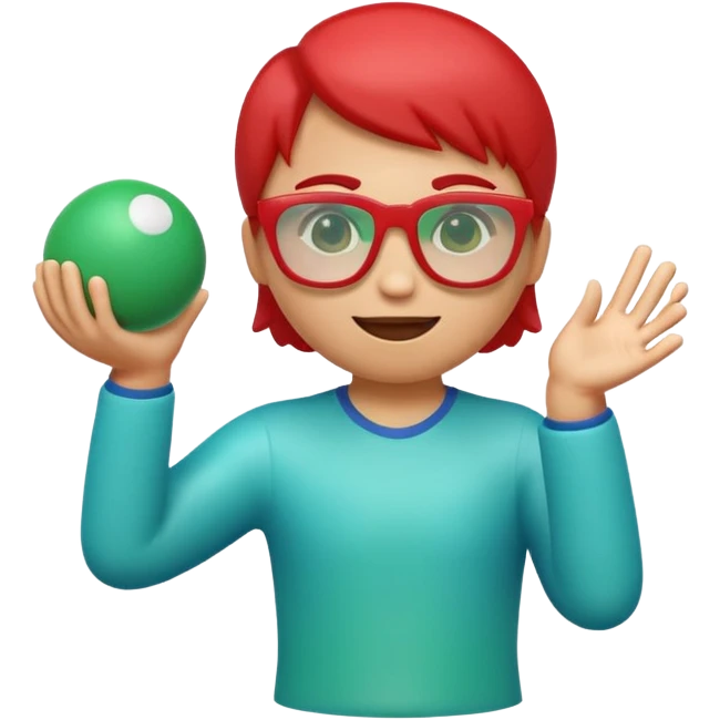 Cute 3D cartoon emoji sticker of a three-glass and ball game, glossy plastic texture, green red and blue glasses, soft lighting, smooth shadows, playful look, white sticker outline, transparent background, high resolution.” emoji