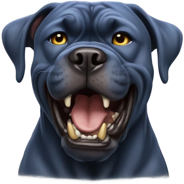 Blue and gold Cane Corso showing its teeth while snarling. emoji
