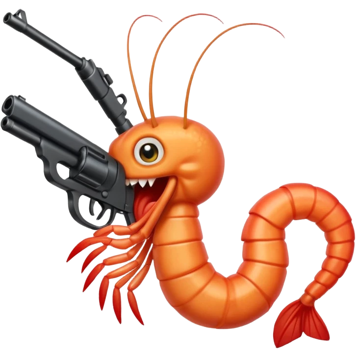 Angry shrimp with gun emoji