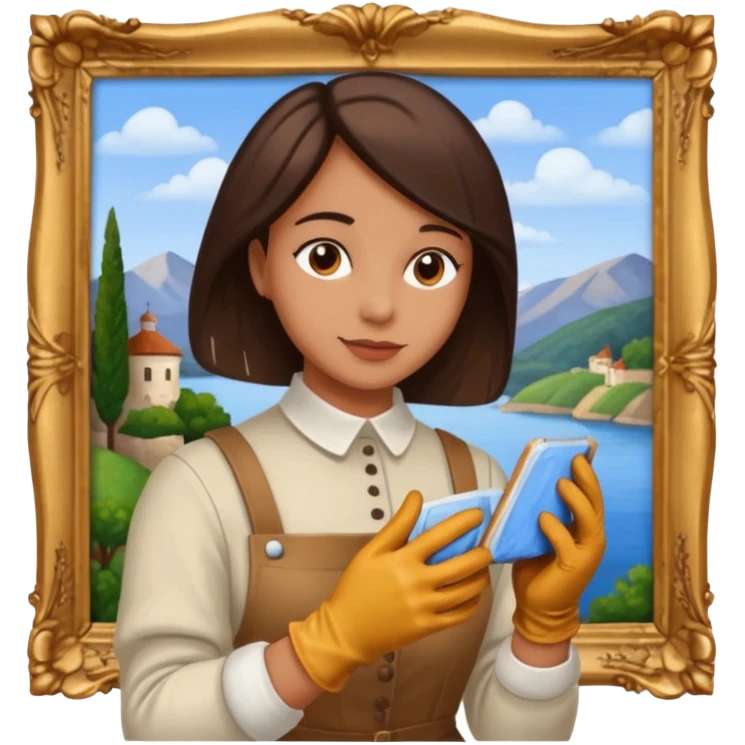 person restoring old painting. emoji