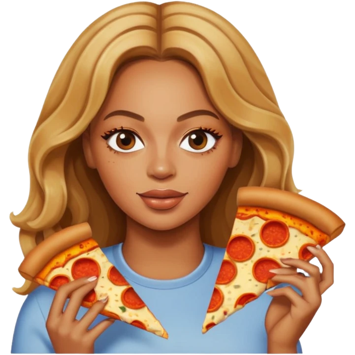 Beyoncé eating a pizza emoji