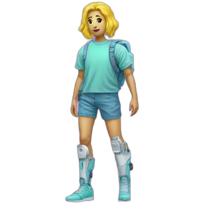 Vaporwave person with prosthetic leg  emoji
