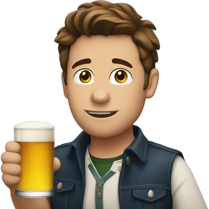 Connor drinking beer emoji