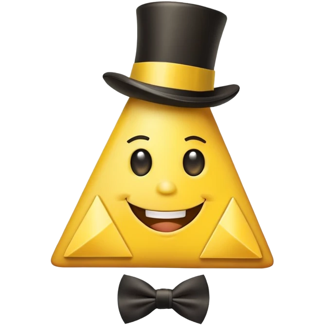 Bill Cipher from Gravity Falls, yellow triangle with top hat and bow tie emoji