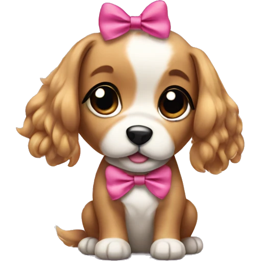 a cute puppy with hair bows  emoji