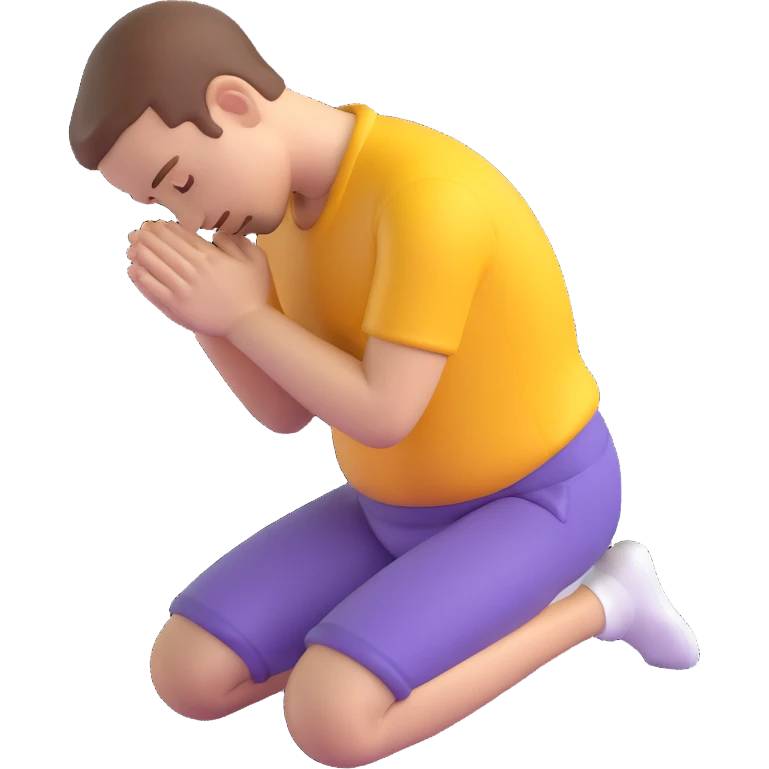 male bowing forward in prayer, 3D emoji style, 80% realistic emoji
