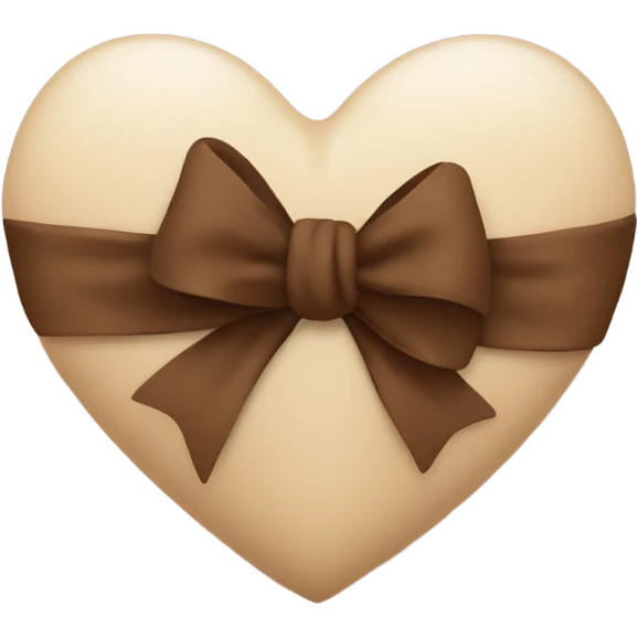 Beige coloured heart with a brown bow emoji
