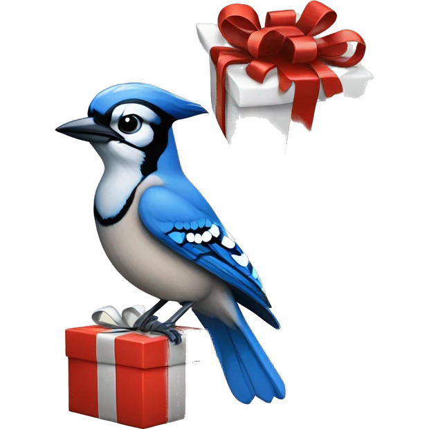 Blue Jay on a Present emoji