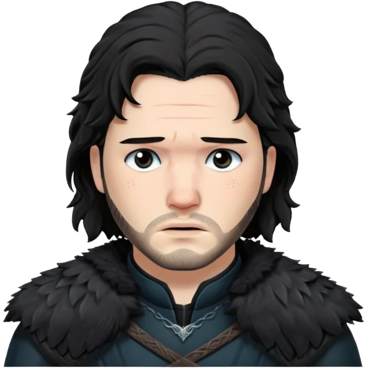 Jon Snow Sad from Games of throne character face only younger emoji