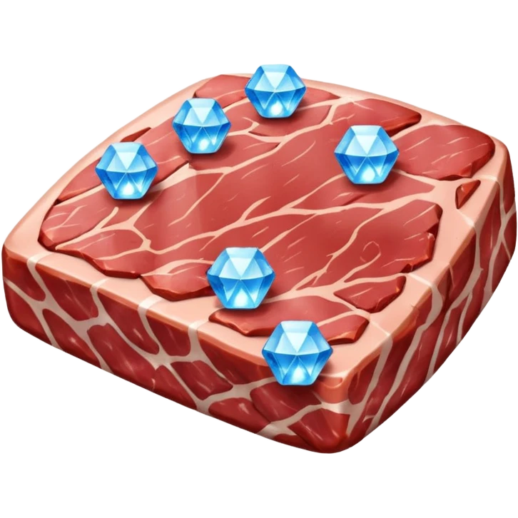 Meat with diamond textur and blue color emoji