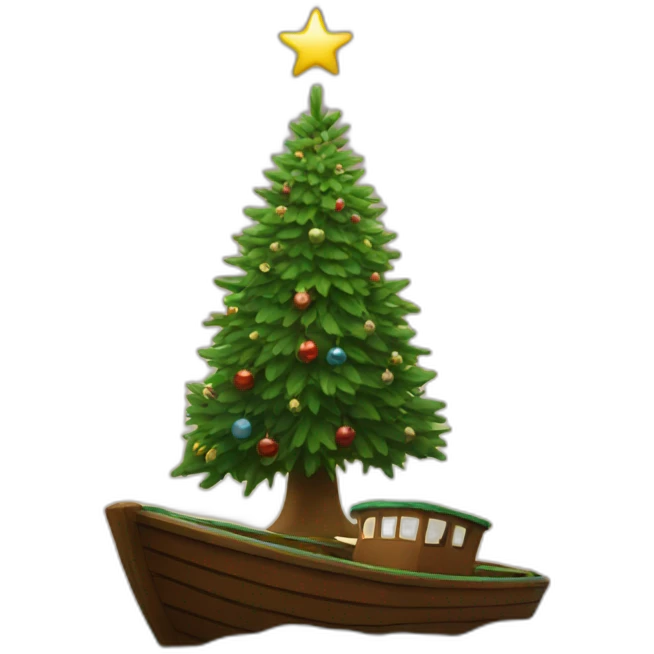 christmas tree on a boat emoji