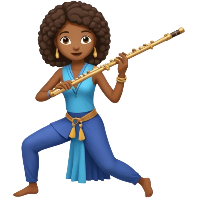 black woman playing flute full body emoji