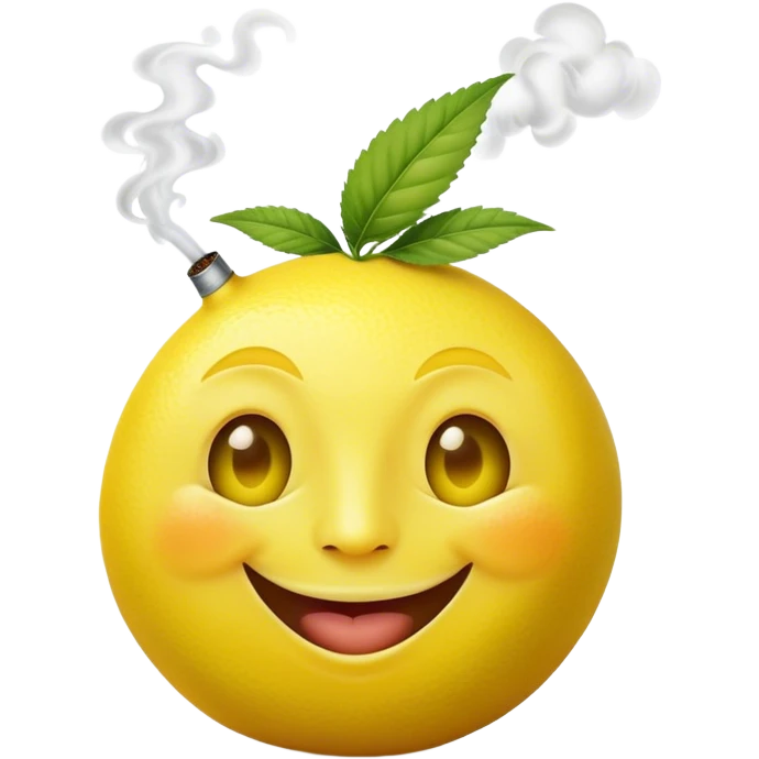 Happy faced Lemon smoking marijuana emoji