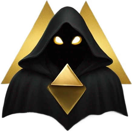 illuminati shadow figure in black cloak with gold trianle on chest emoji