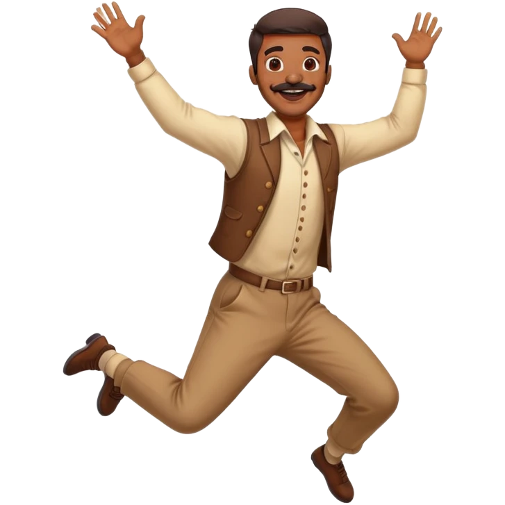  Indian Man with mustache and beard Jumping with joy with 2 arms and 2 legs  emoji