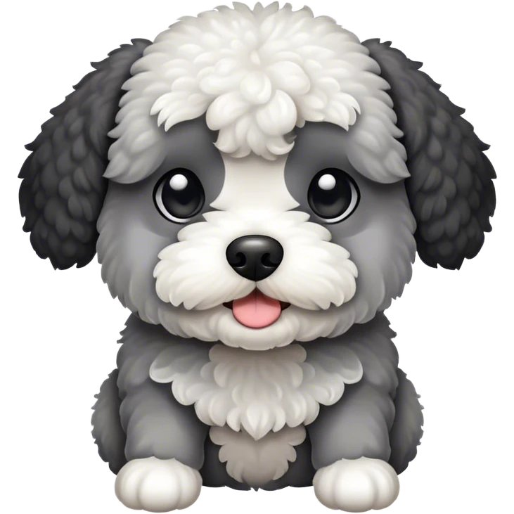 Black and white and gray poochon dog emoji