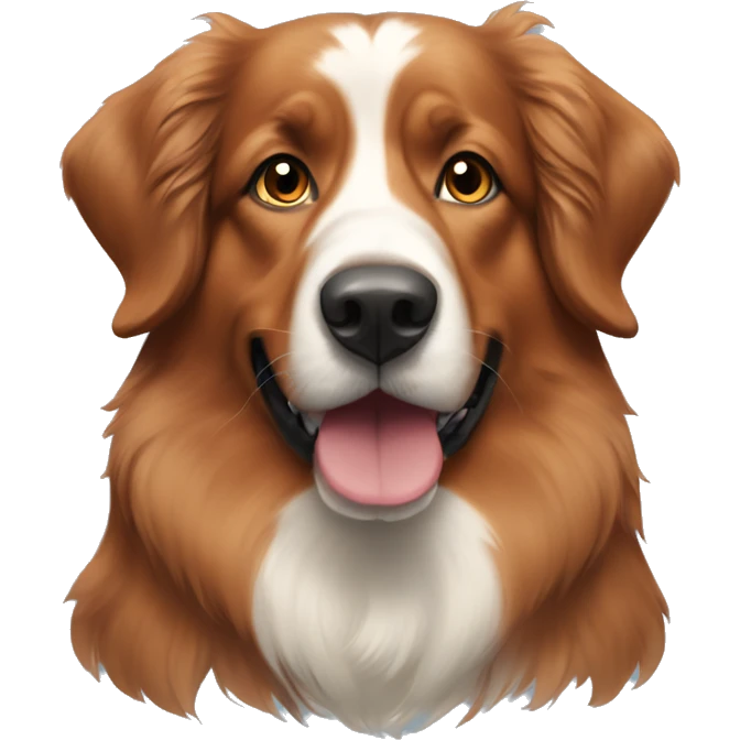 Red English shepherd dog with a long snout with blue bow  emoji