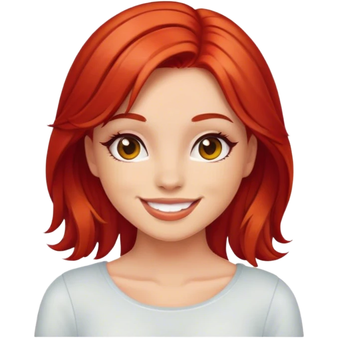 Flirty smile red hair emoji