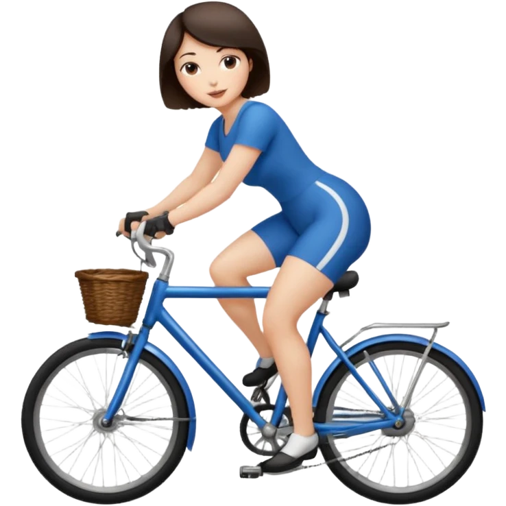 Pretty, sexy, slightly curvy white woman with short dark brown hair, riding a bicycle  emoji