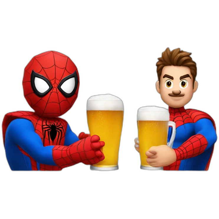 spider man and mario drink a beer emoji