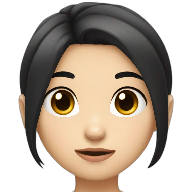 Asian girl with black hair doing Indifference face emoji