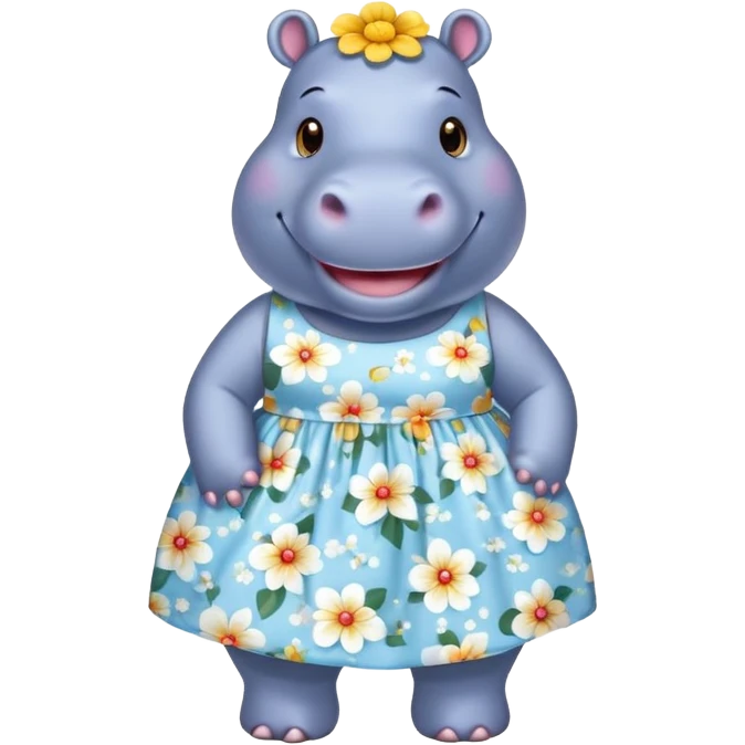 Hippo with dress emoji