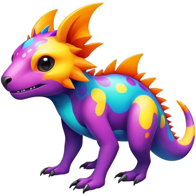 colorful dark Fakémon-creature with random markings emoji