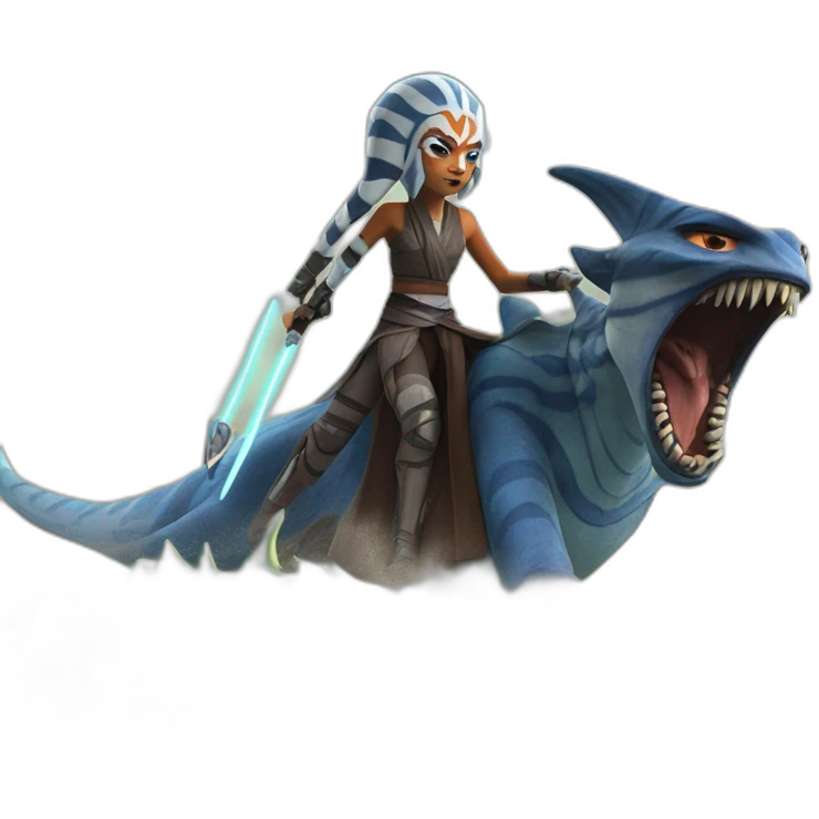 mad ahsoka riding a giant marine monster emoji