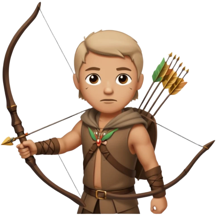 The classic hunter image with a bow and arrow on his back, dressed in brown with some animal made decorations emoji