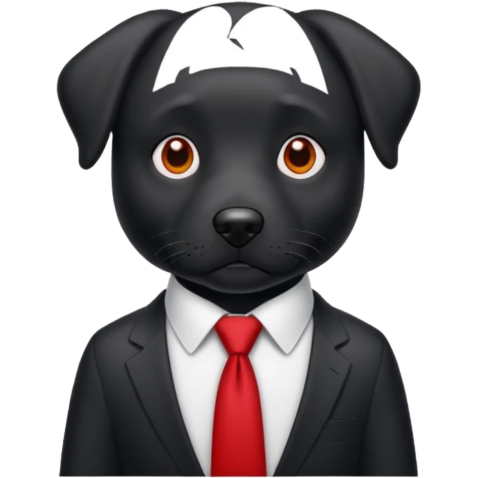 black dog with red tie,white shirt emoji