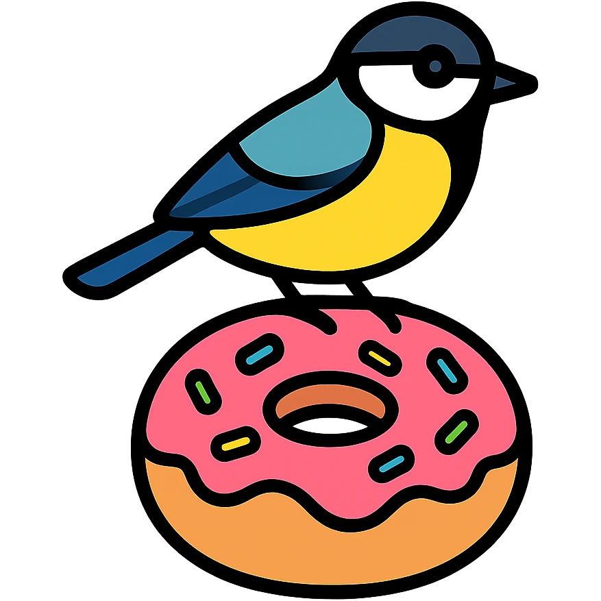 great tit bird on a donut icon emoji