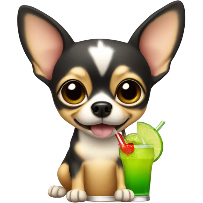 chihuahua with tiki drink emoji
