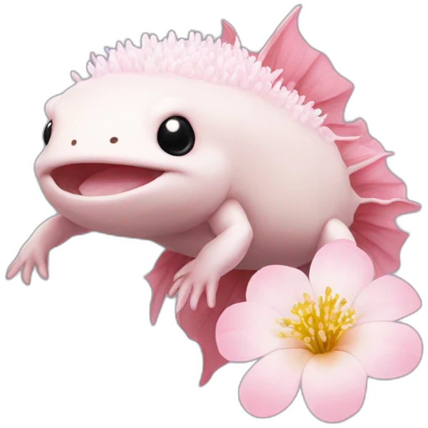 Axolotl sakura flowers on it a head emoji