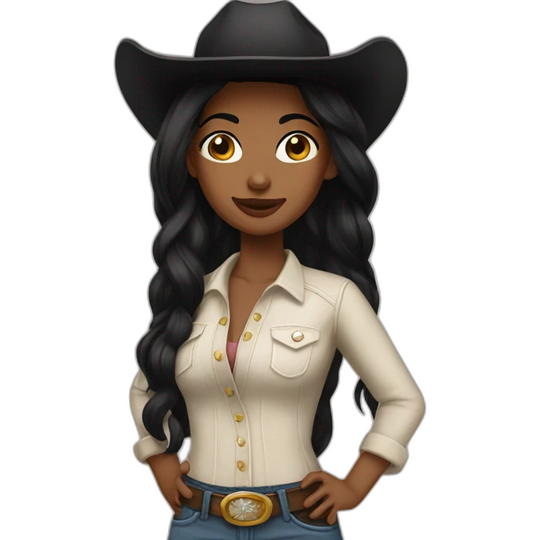 cowgirl straight black hair emoji