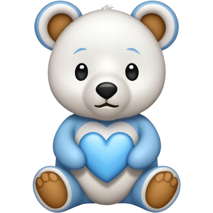 Urso branco com coração azul emoji