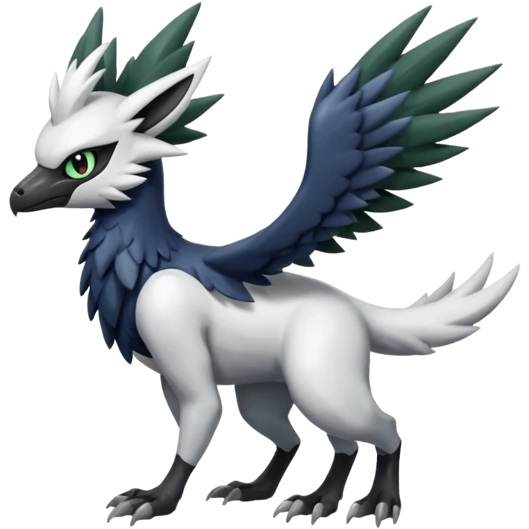 Shiny Black Grey White and Dark-Green Trico-Nargacuga-Silvally-Absol-fusion emoji