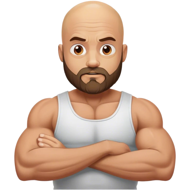 bald guy with a beard an muscles shrugging his shoulders emoji