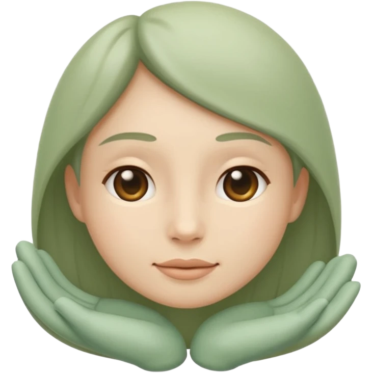 Minimal wellness emoji representing tighter skin and firmness,
subtle lifting effect, smooth contours, calm and natural,
no beauty or cosmetic symbols, soft sage green color palette emoji
