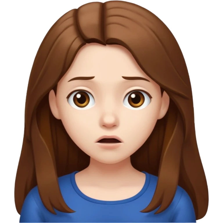 pale girl with long brown hair confused shrugging emoji
