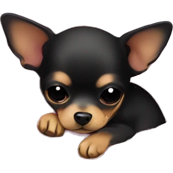 black & tan chihuahua puppy sleeping with a pink blanket  emoji