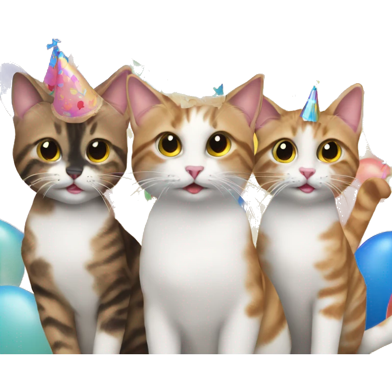 3 cats at a birthday party emoji