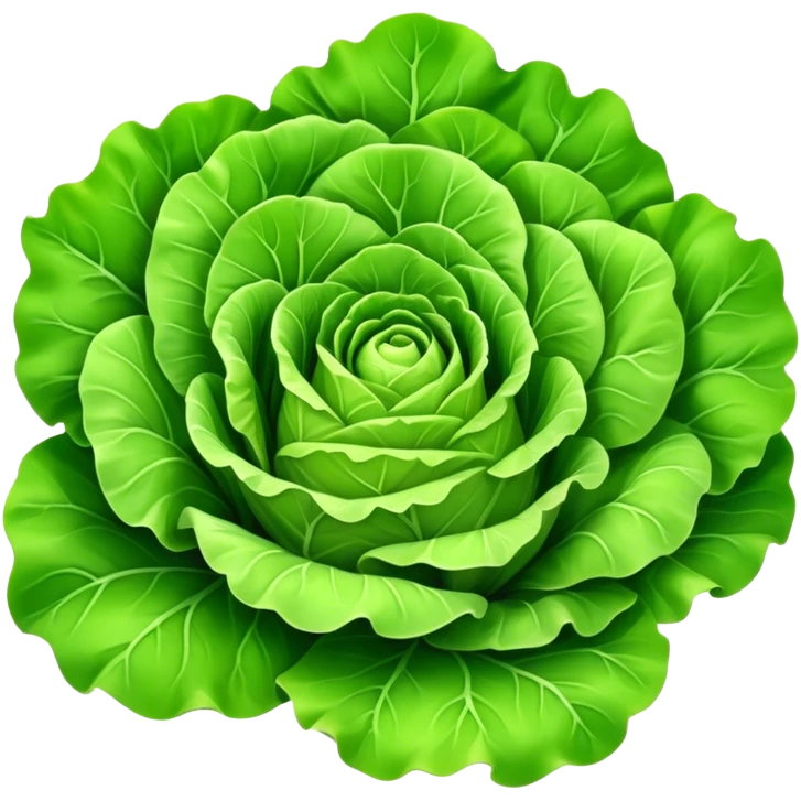 Cinematic crisp green lettuce, fresh and leafy, slightly curled edges, detailed textures, vibrant and refreshing, ultra-realistic and inviting. emoji