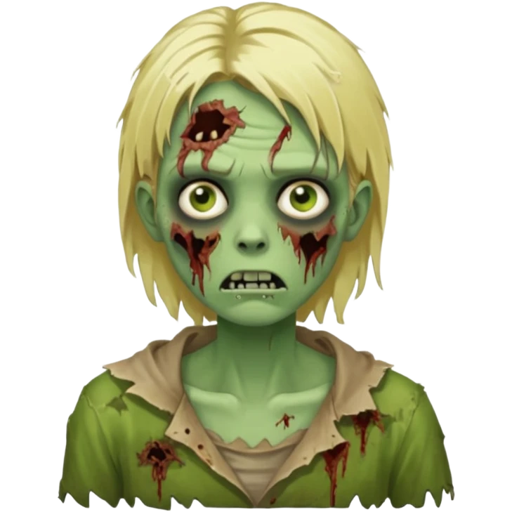 Uma zumbi verde de cabelo loiro emoji