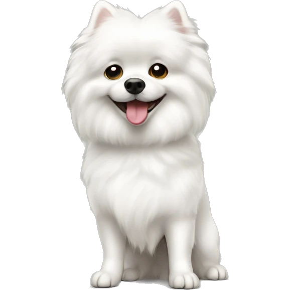white spitz dog standing on hind legs and bichon emoji