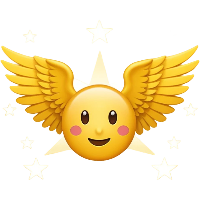 An image with wings on a star based on the star and wings of the basic emoji of the iPhone. not 3d just plat and soft and not have to bold emoji