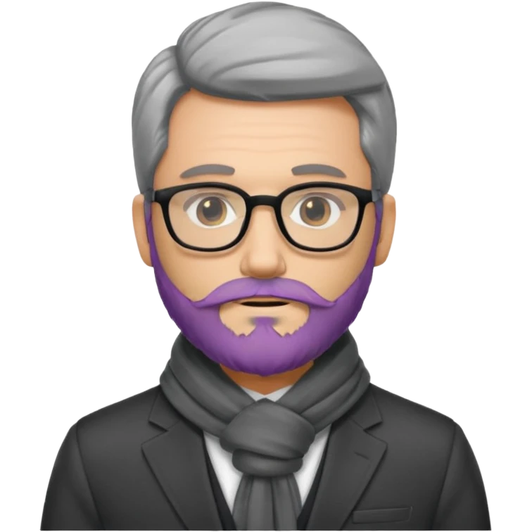 gray scarf male  beard hair with suit glasses emoji