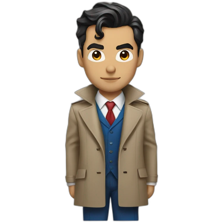 superman in a business suit and a trench coat takes the stand emoji